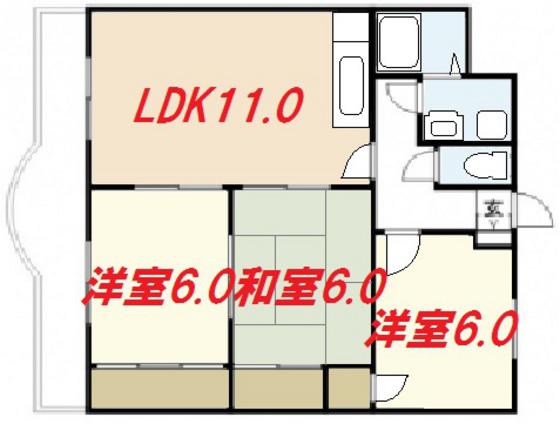ロイヤルシティII(3LDK/1階)の間取り写真