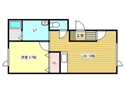コーポハピネス(1LDK/2階)の間取り写真