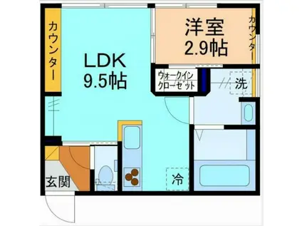 MOMO(1LDK/2階)の間取り写真