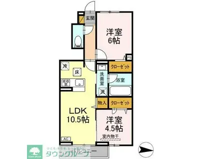 ラプエルタ(2LDK/1階)の間取り写真