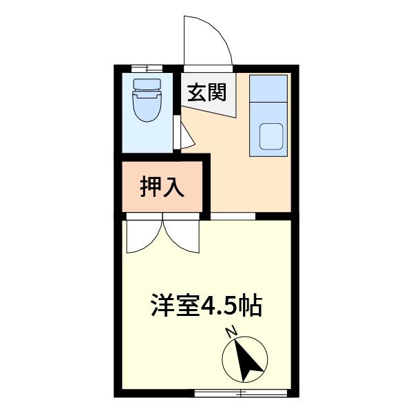 静荘(1K/1階)の間取り写真