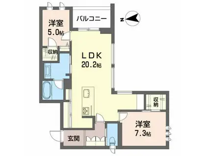 アリスティオ荒井駅前(2LDK/3階)の間取り写真