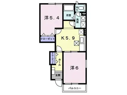 アヴニールB(2K/1階)の間取り写真