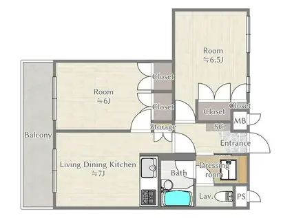 マノワール小滝園(2DK/3階)の間取り写真