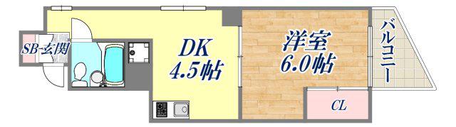 ハイツ緑山(1DK/2階)の間取り写真