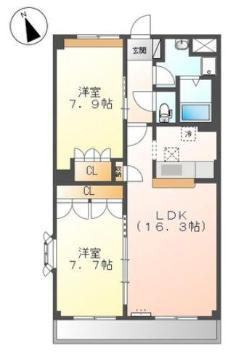 サンガーデン曙(2LDK/1階)の間取り写真