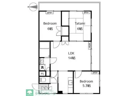 オブリガード八幡山(3LDK/3階)の間取り写真
