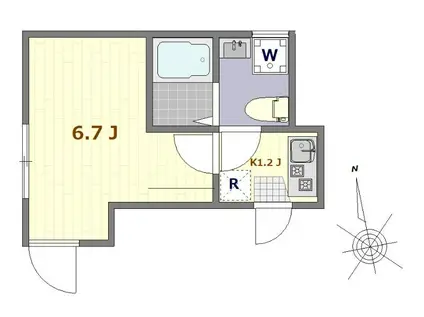リュクスカーサ梅島(1K/2階)の間取り写真