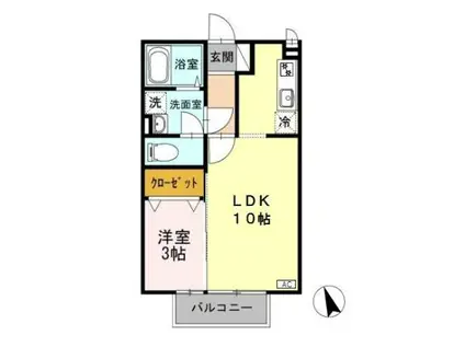 クイール(1LDK/2階)の間取り写真
