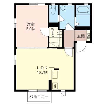 ラウンドパディーC(1LDK/2階)の間取り写真