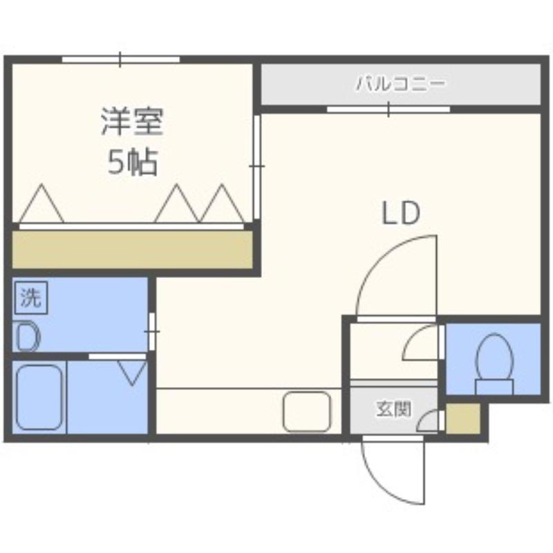 グランディール南5条(1LDK/2階)の間取り写真