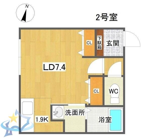 FLOS PROVA(1K/3階)の間取り写真