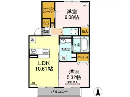 セジュールM I(2LDK/2階)の間取り写真