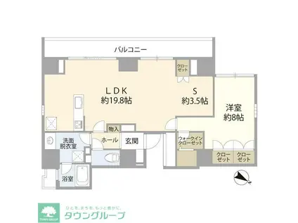 MODERNO TORRE SHO-TO(1SLDK/9階)の間取り写真