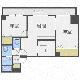 エステラ旭ヶ丘(2LDK/6階)の間取り写真