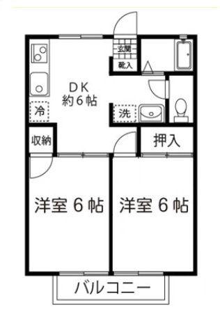 エクセルハイム(2DK/2階)の間取り写真