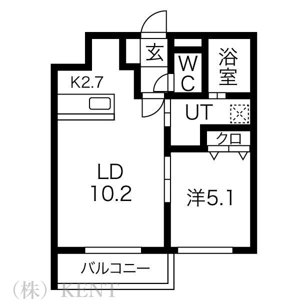 ラピス山の手(1LDK/4階)の間取り写真