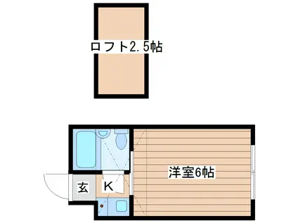 ベルシティ米ヶ袋(1K/1階)の間取り写真