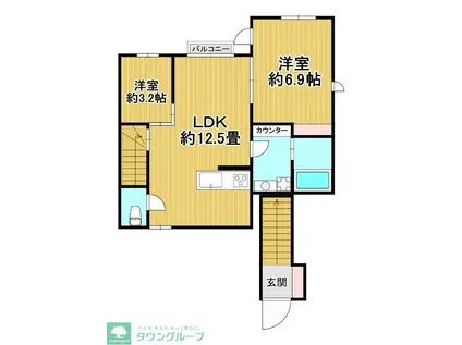 クレールムサシ(1SLDK/2階)の間取り写真