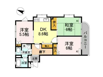 パークスII(3DK/3階)の間取り写真