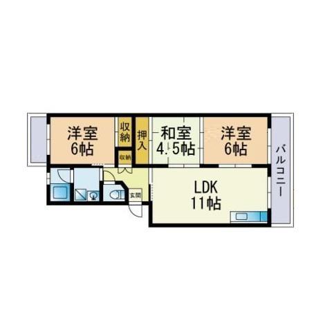 ビューラー88(3LDK/2階)の間取り写真
