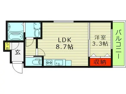 ル・レーヴ今津ノース(1LDK/1階)の間取り写真