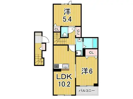 パラッツォ ビアンカ(2LDK/2階)の間取り写真