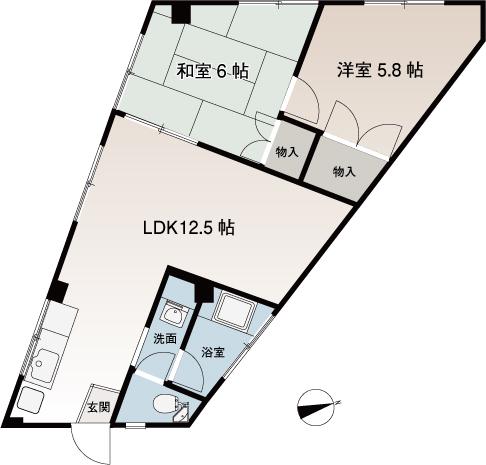 山田アパート(2LDK/1階)の間取り写真