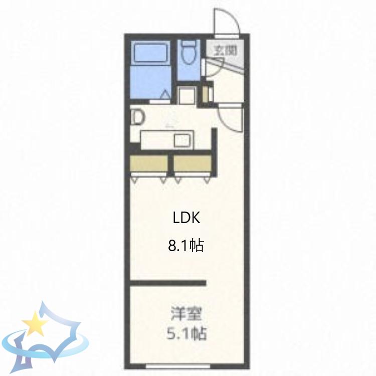 MODULOR中島公園2ND(1LDK/4階)の間取り写真