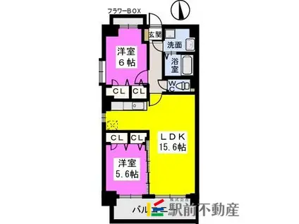 アルカンシェルヴェル(2LDK/4階)の間取り写真