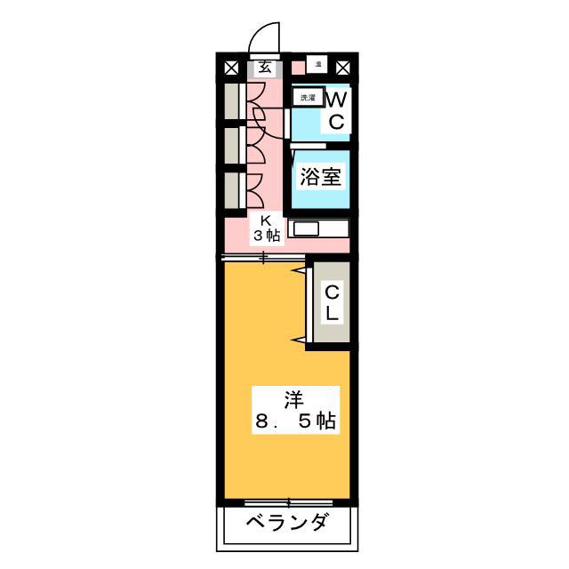 シティフラット中村(1K/4階)の間取り写真