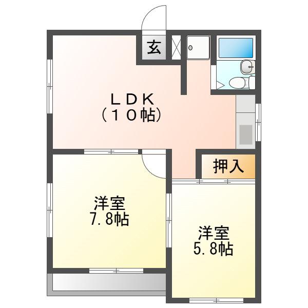 フォレストハイツ(2DK/2階)の間取り写真