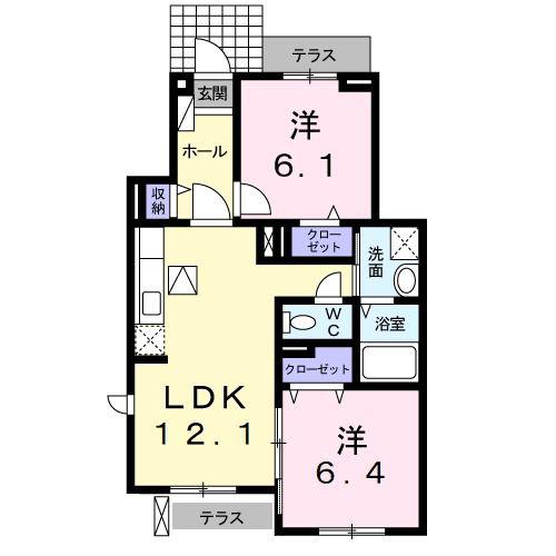 ベッロ ボスコ(2LDK/1階)の間取り写真