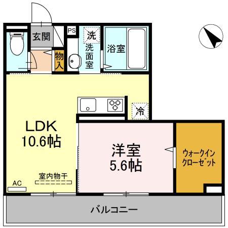 コリーナドソル(1LDK/2階)の間取り写真