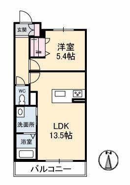シャーメゾン丸亀(1LDK/1階)の間取り写真