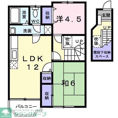 グリーンコートみずほC(2LDK/2階)の間取り写真