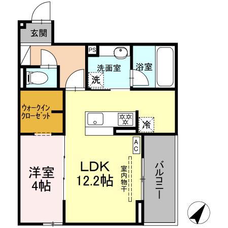 DCREST新川S(1LDK/3階)の間取り写真