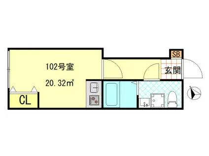CFジオーレノヴァ(1K/1階)の間取り写真