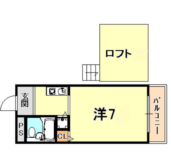 メインステージ芦屋茶屋之町(1K/4階)の間取り写真