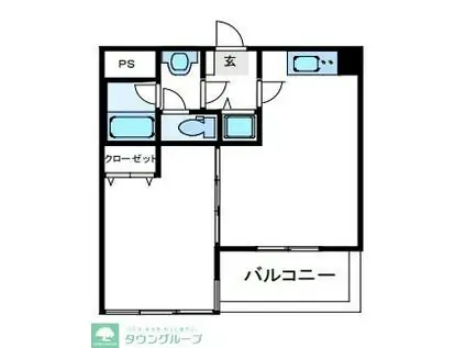 トウセン麻布十番(1DK/4階)の間取り写真