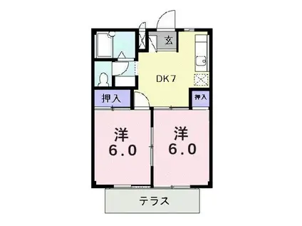 シティハイツ佐藤II(2DK/1階)の間取り写真