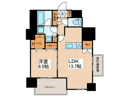 キュロコ日本橋(1LDK/13階)の間取り写真