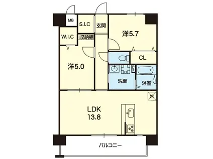 CHAINON上水前寺(2LDK/3階)の間取り写真