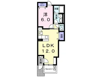 リュエル南陽(1LDK/1階)の間取り写真
