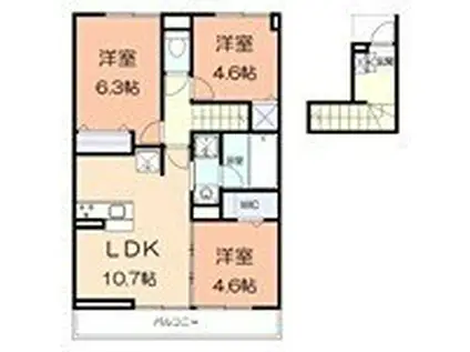 アジュールS(3LDK/2階)の間取り写真