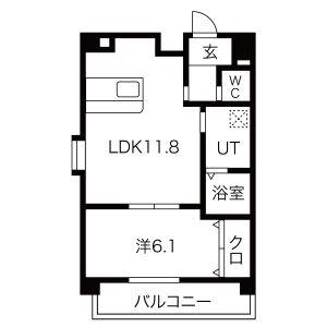 コモンズ城並(1LDK/2階)の間取り写真