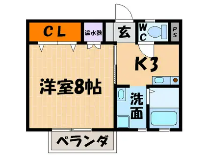 メイプルフィールド(1K/1階)の間取り写真