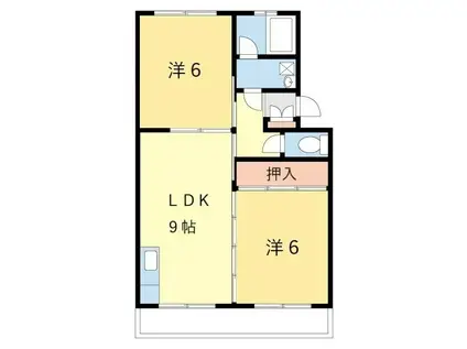 西浜コーポラス(2LDK/3階)の間取り写真