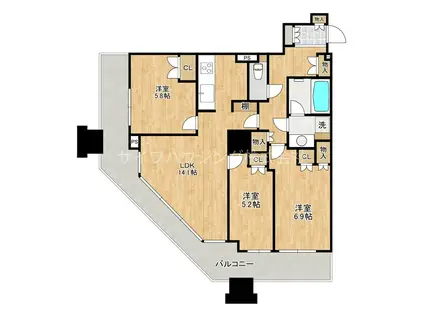 キャメリアタワー川口(3LDK/12階)の間取り写真