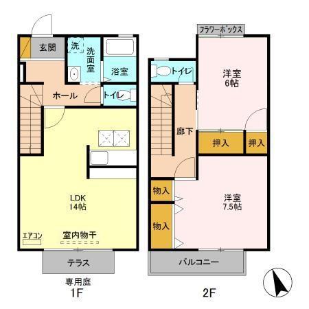 不動台ロイヤルタウン II(2LDK/1階)の間取り写真